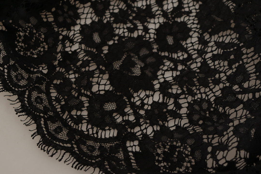 Dolce &amp; Gabbana Black Floral Lace Pullover Sicily Blouse