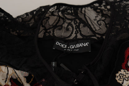 Dolce & Gabbana Black Lace Angel Roses Cardigan Sweater