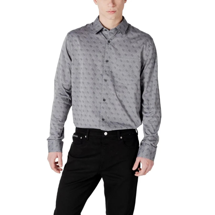 Guess Gray Cotton Dress Shirt