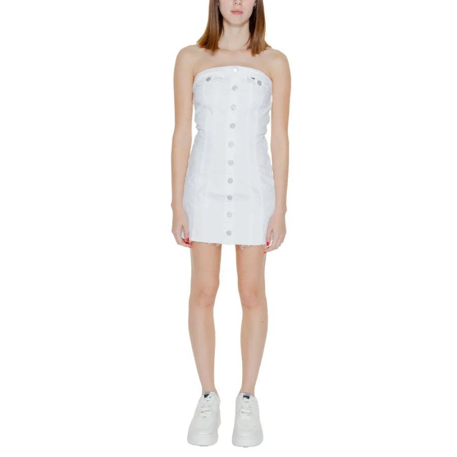 Tommy Hilfiger Jeans White Recycled Cotton Short Dress
