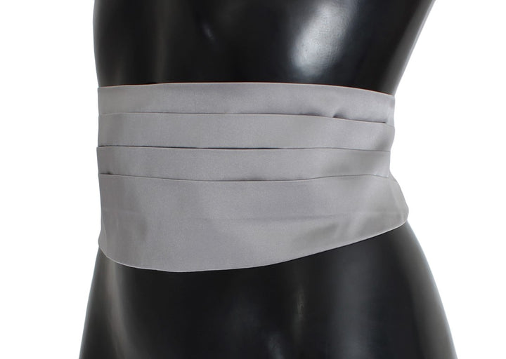 Dolce &amp; Gabbana Gray Waist Belt Silk Cummerbund