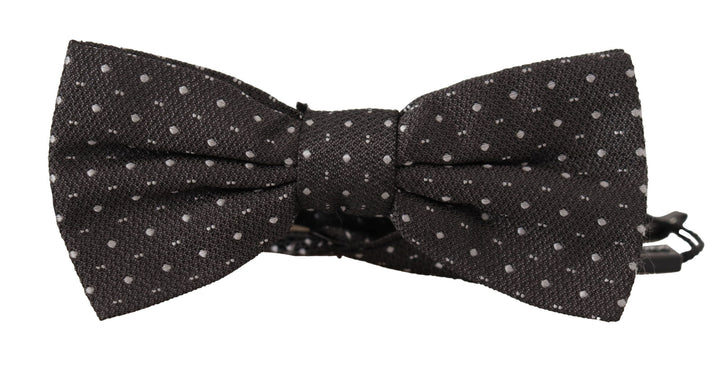 Dolce &amp; Gabbana Gray Polka Dot 100% Silk Neck Papillon Tie