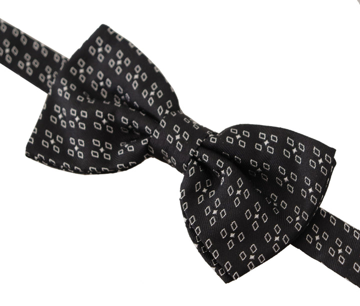Dolce &amp; Gabbana Black White Polka Dot 100% Silk Neck Papillon Tie