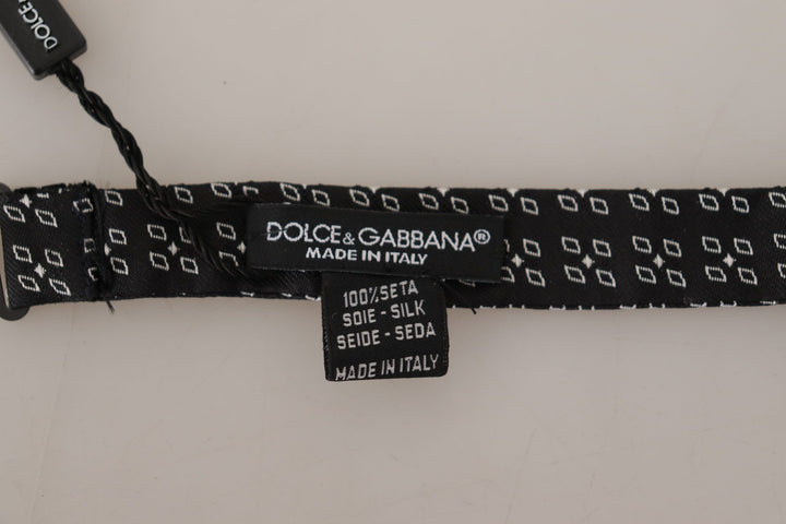 Dolce &amp; Gabbana Black White Polka Dot 100% Silk Neck Papillon Tie
