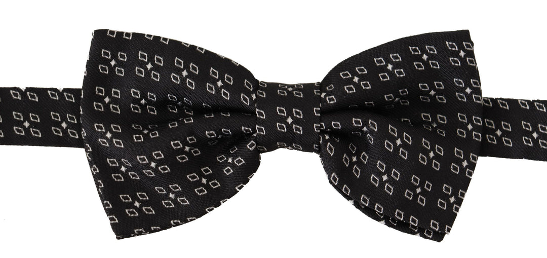 Dolce &amp; Gabbana Black White Polka Dot 100% Silk Neck Papillon Tie