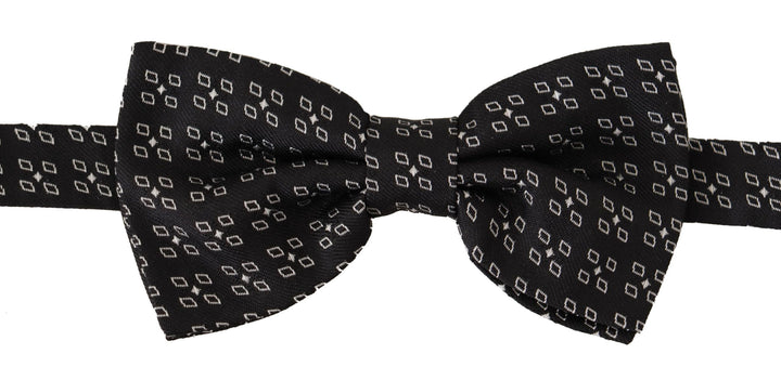 Dolce &amp; Gabbana Black White Polka Dot 100% Silk Neck Papillon Tie