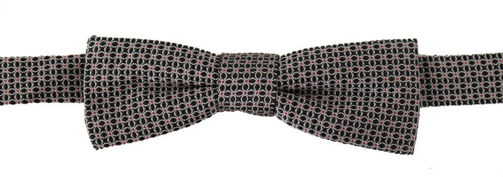 Dolce &amp; Gabbana Black White Flower Pattern Silk Neck Papillon Tie