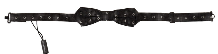 Dolce &amp; Gabbana Black White Polka Dot 100% Silk Neck Papillon Tie