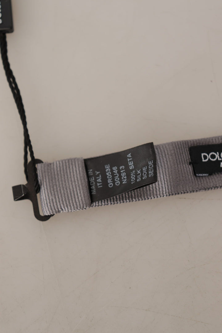 Dolce &amp; Gabbana Gray 100% Silk Adjustable Neck Papillon Tie