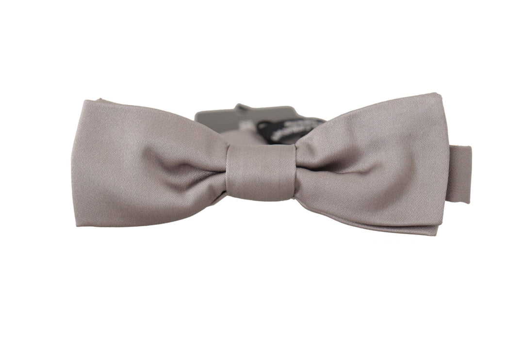 Dolce &amp; Gabbana Silver 100% Silk Slim Adjustable Neck Papillon Tie