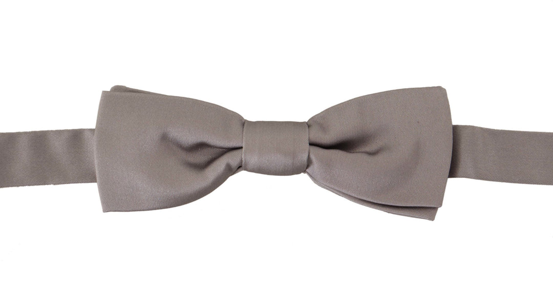 Dolce &amp; Gabbana Silver 100% Silk Slim Adjustable Neck Papillon Tie