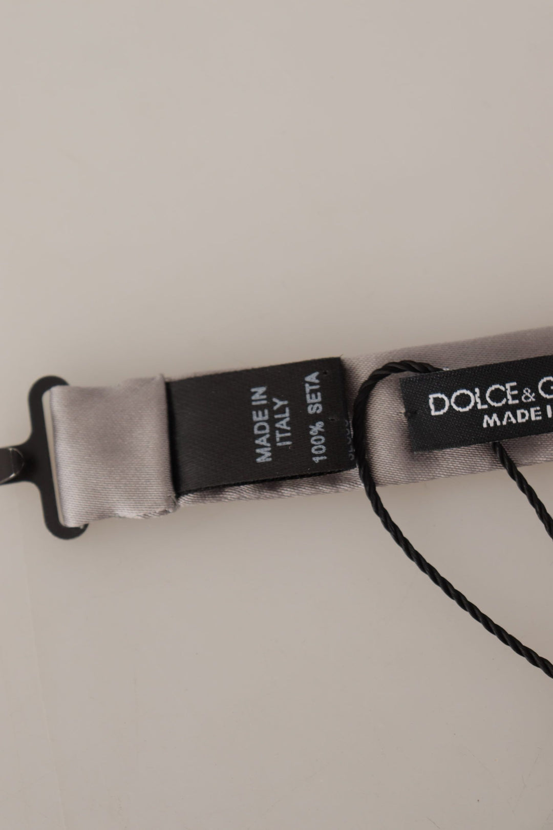 Dolce &amp; Gabbana Silver 100% Silk Slim Adjustable Neck Papillon Tie