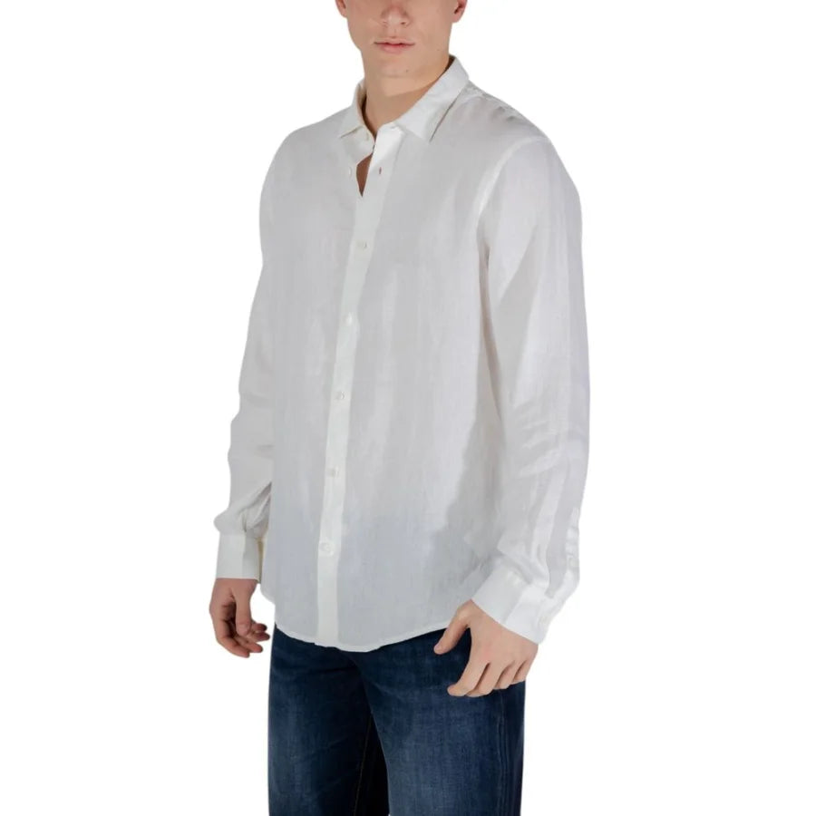 Armani Exchange White Linen Dress Shirt