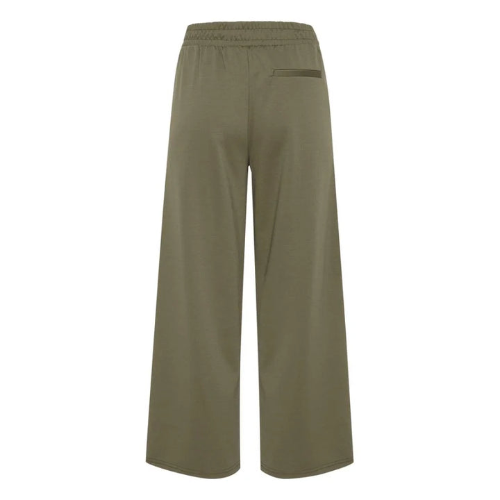 ICHI Green Recycled Polyester Flared Pants