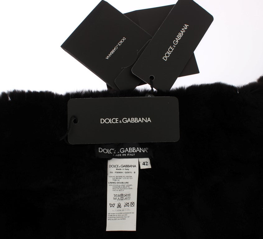 Dolce &amp; Gabbana Silver Sequined Floral Weasel Fur Shoulder Scarf Wrap
