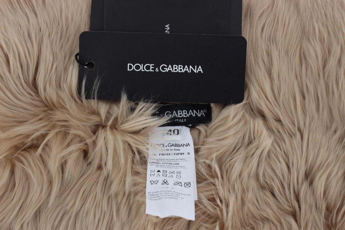 Dolce &amp; Gabbana Élégant foulard en fourrure d'alpaga beige