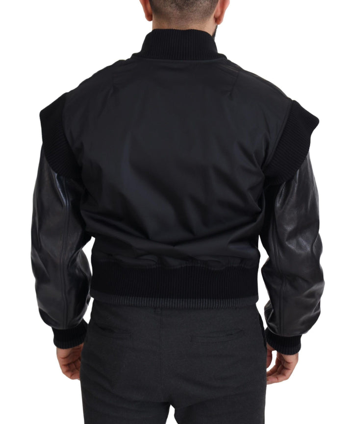 Dolce &amp;amp; Gabbana - Élégant blouson aviateur noir orné de cristaux