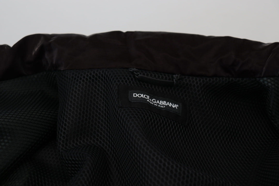 Dolce &amp; Gabbana Bordeaux Nylon Collared Men Coat Jacket