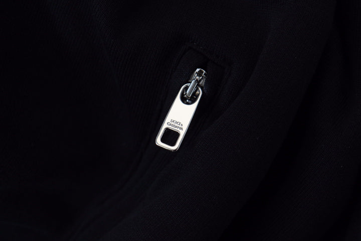 Dolce &amp; Gabbana Black Polyester Hooded Full Zip Jacket