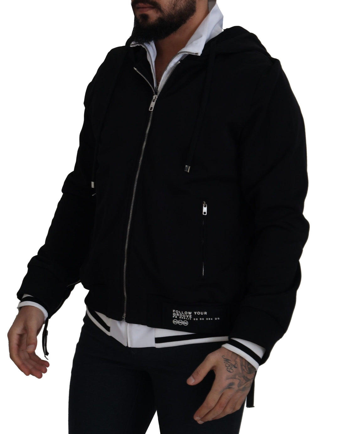 Dolce &amp;amp; Gabbana Élégant blouson aviateur noir à capuche