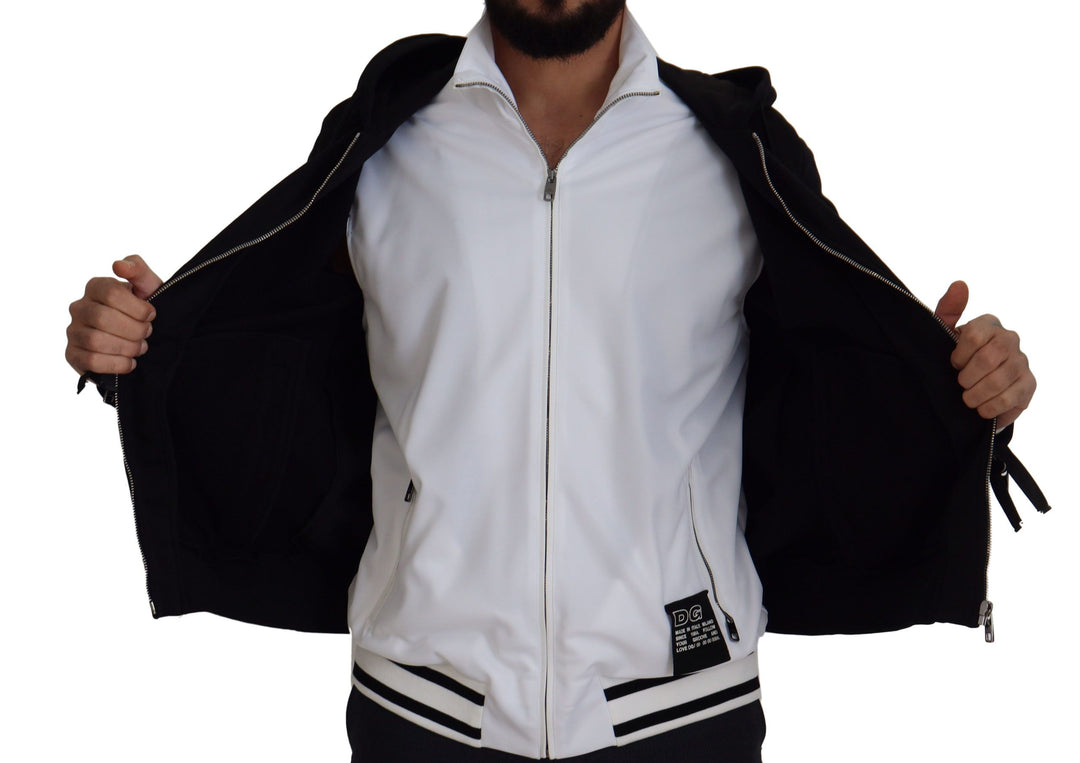 Dolce &amp;amp; Gabbana Élégant blouson aviateur noir à capuche