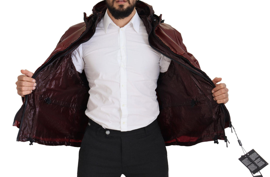 Dolce &amp; Gabbana Élégante veste à capuche zippée bordeaux