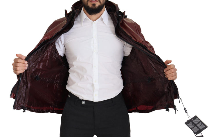 Dolce &amp; Gabbana Élégante veste à capuche zippée bordeaux