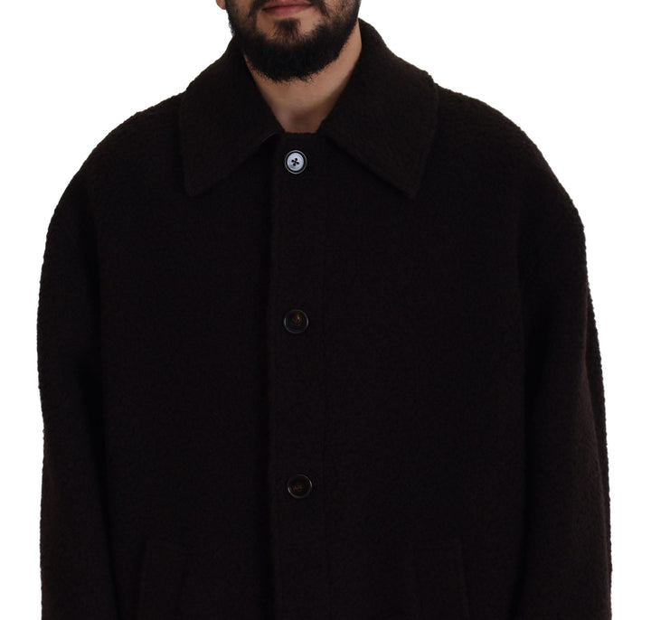 Dolce &amp; Gabbana Black Alpaca Button Down Trench Coat Jacket