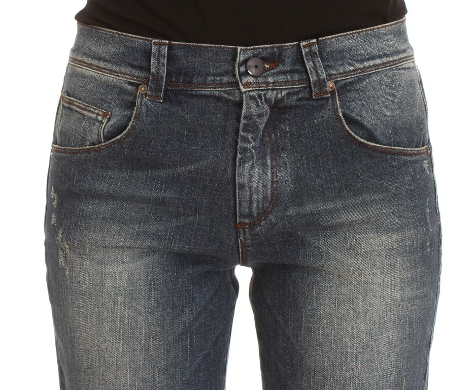 Ermanno Scervino Blue Wash Cotton Blend Slim Fit Jeans