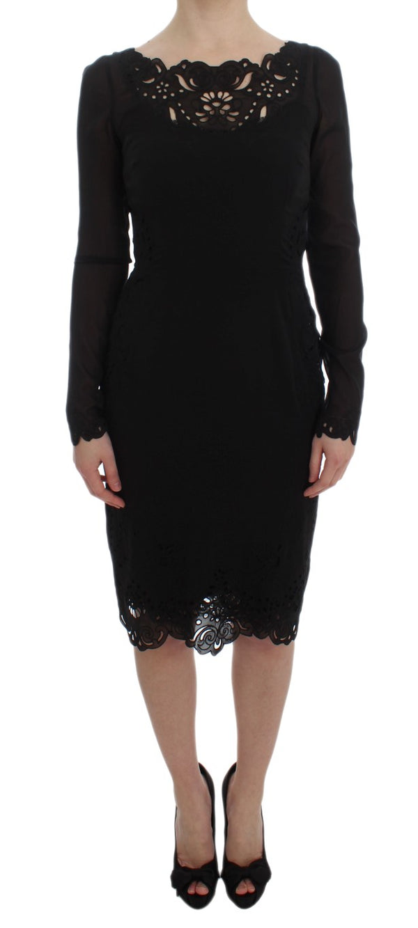 Dolce & Gabbana Black Silk Stretch Sheath Dress women’s dress