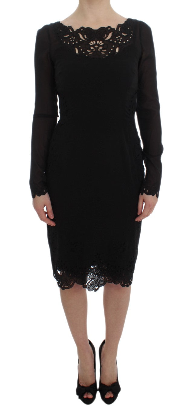 Dolce &amp; Gabbana Black Silk Stretch Sheath Dress women’s dress