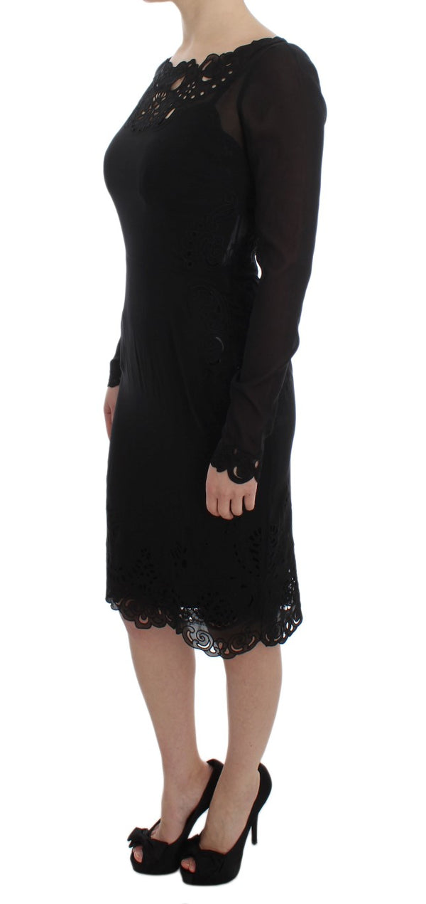 Dolce & Gabbana Black Silk Stretch Sheath Dress women’s dress