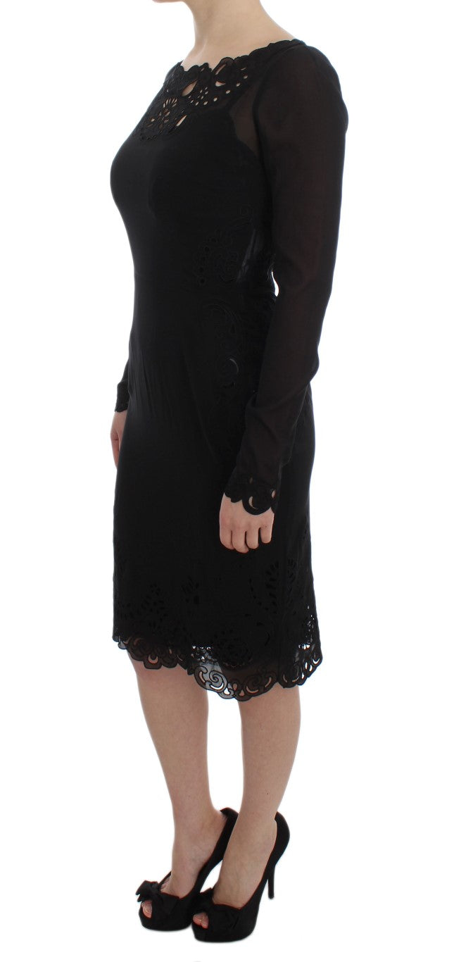 Dolce &amp; Gabbana Black Silk Stretch Sheath Dress women’s dress