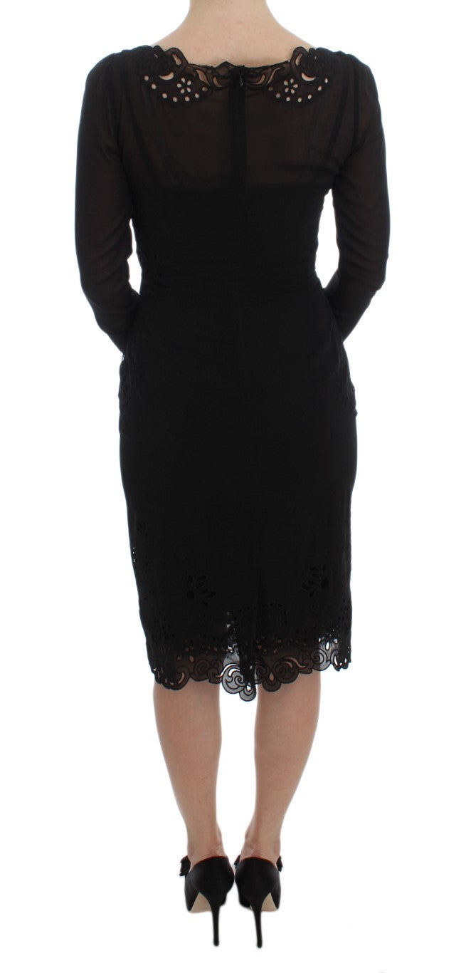 Dolce &amp; Gabbana Black Silk Stretch Sheath Dress women’s dress