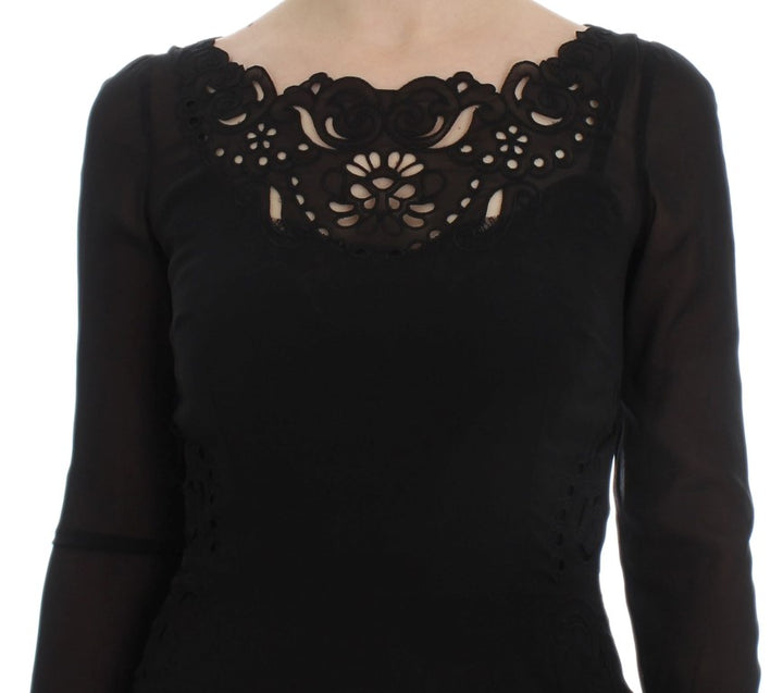 Dolce &amp; Gabbana Black Silk Stretch Sheath Dress women’s dress
