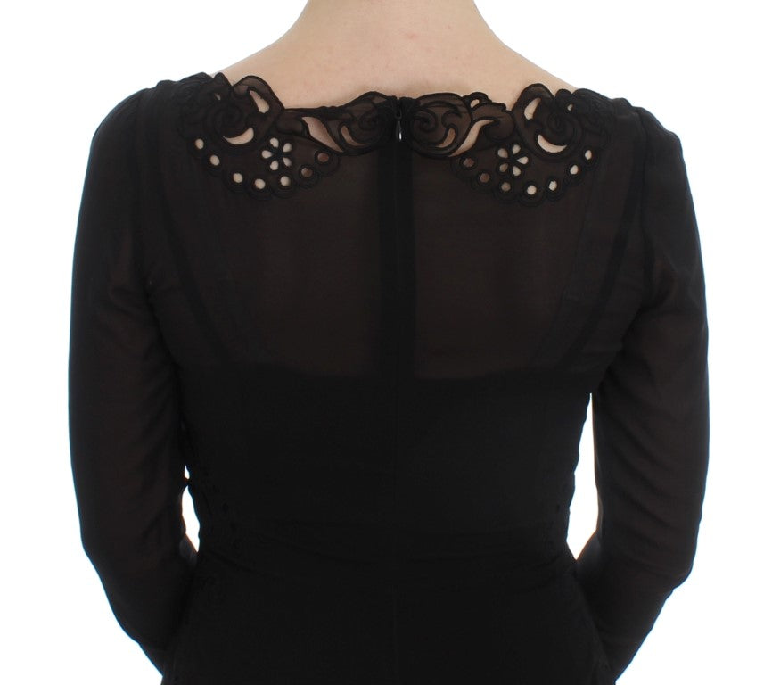 Dolce &amp; Gabbana Black Silk Stretch Sheath Dress women’s dress