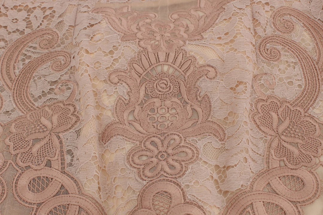 Dolce &amp; Gabbana Pink Silk Lace Ricamo Shift Gown Dress women’s dress