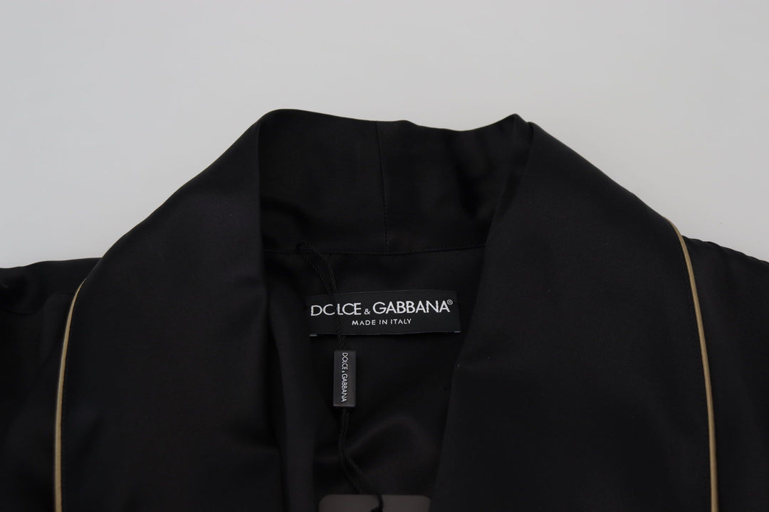 Elegante abrigo largo de seda negra de Dolce &amp;amp; Gabbana