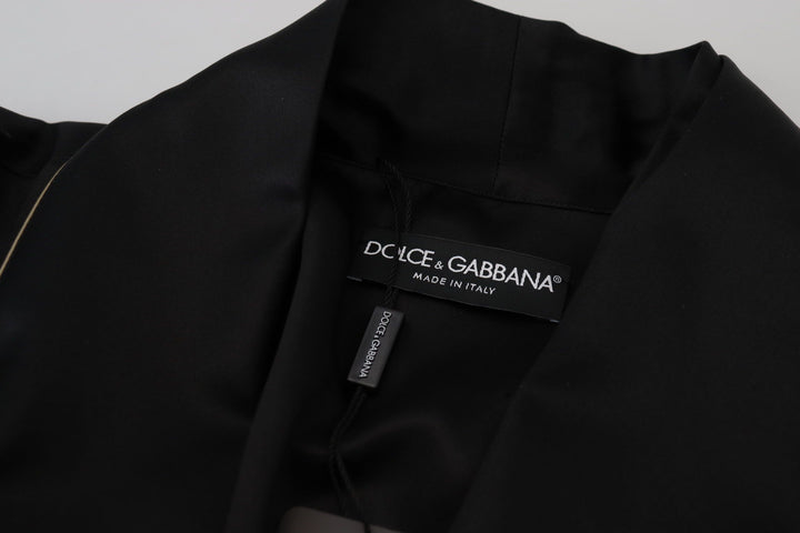 Elegante abrigo largo de seda negra de Dolce &amp;amp; Gabbana