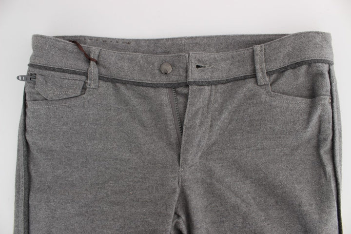 Ermanno Scervino Gray Cotton Straight Fit Casual Pants