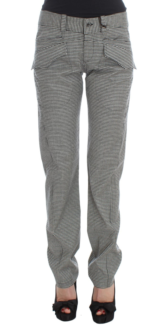 Pantalon coupe classique à carreaux noir et blanc Ermanno Scervino Chic