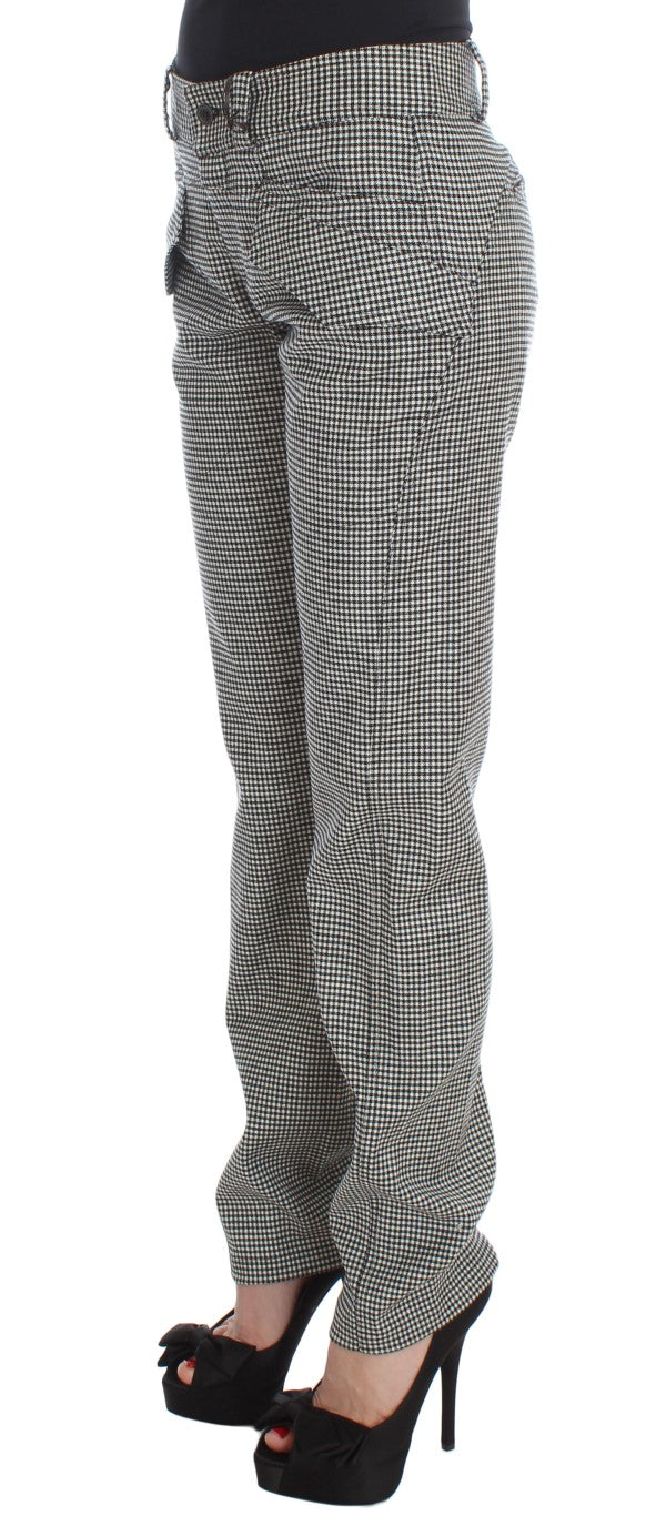 Pantalon coupe classique à carreaux noir et blanc Ermanno Scervino Chic