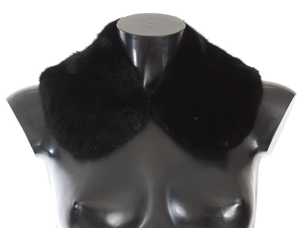 Dolce &amp; Gabbana Black Mink Fur Shoulder Collar Scarf