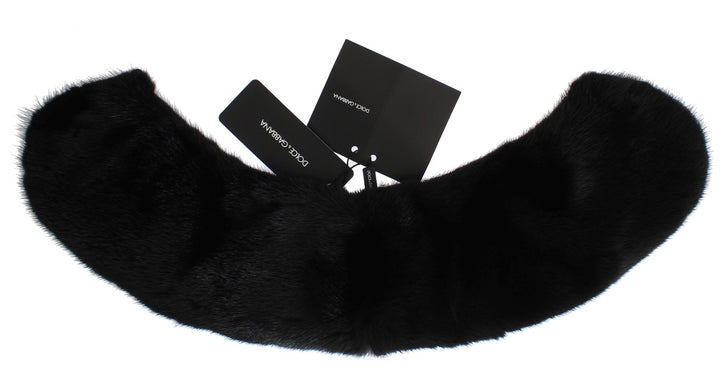 Dolce &amp; Gabbana Black Mink Fur Shoulder Collar Scarf