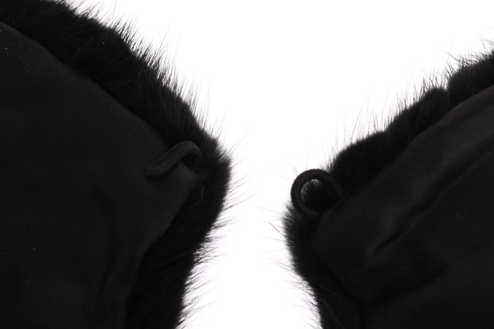 Dolce &amp; Gabbana Black Mink Fur Shoulder Collar Scarf