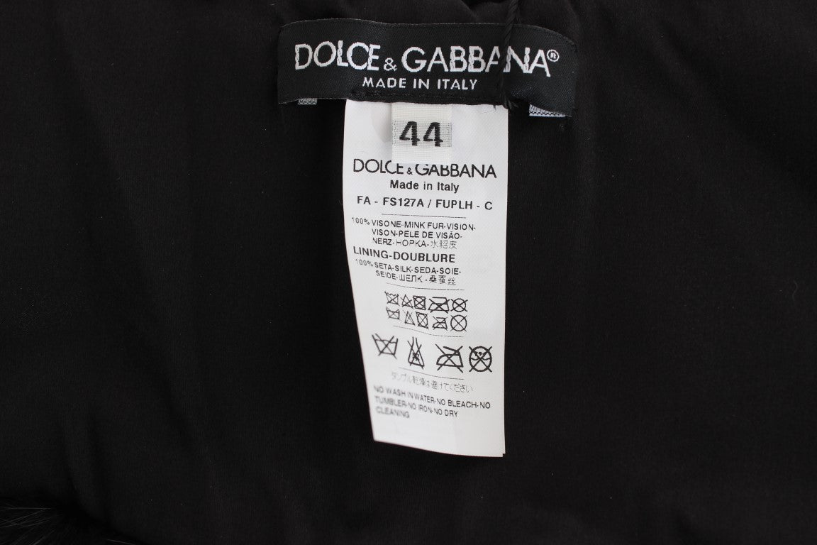 Dolce &amp; Gabbana Élégante écharpe en fourrure de vison noire