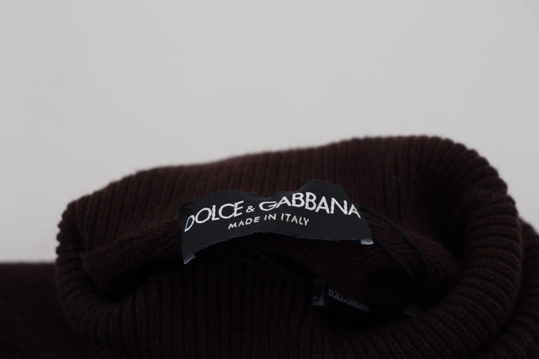 Dolce &amp; Gabbana Brown Wool Turtle Neck Pullover Sweater