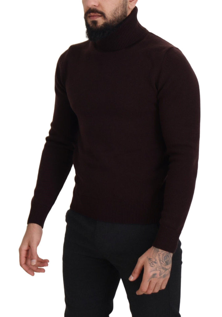 Dolce &amp; Gabbana Brown Wool Turtle Neck Pullover Sweater