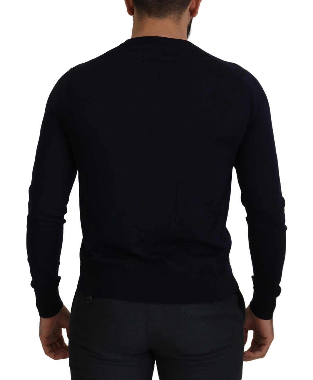 Dolce &amp; Gabbana Blue Wool STAFF Down Cardigan Sweater