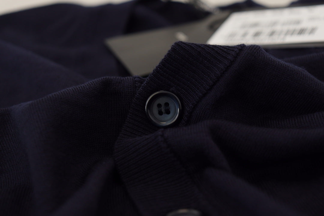Dolce &amp; Gabbana Blue Wool STAFF Down Cardigan Sweater